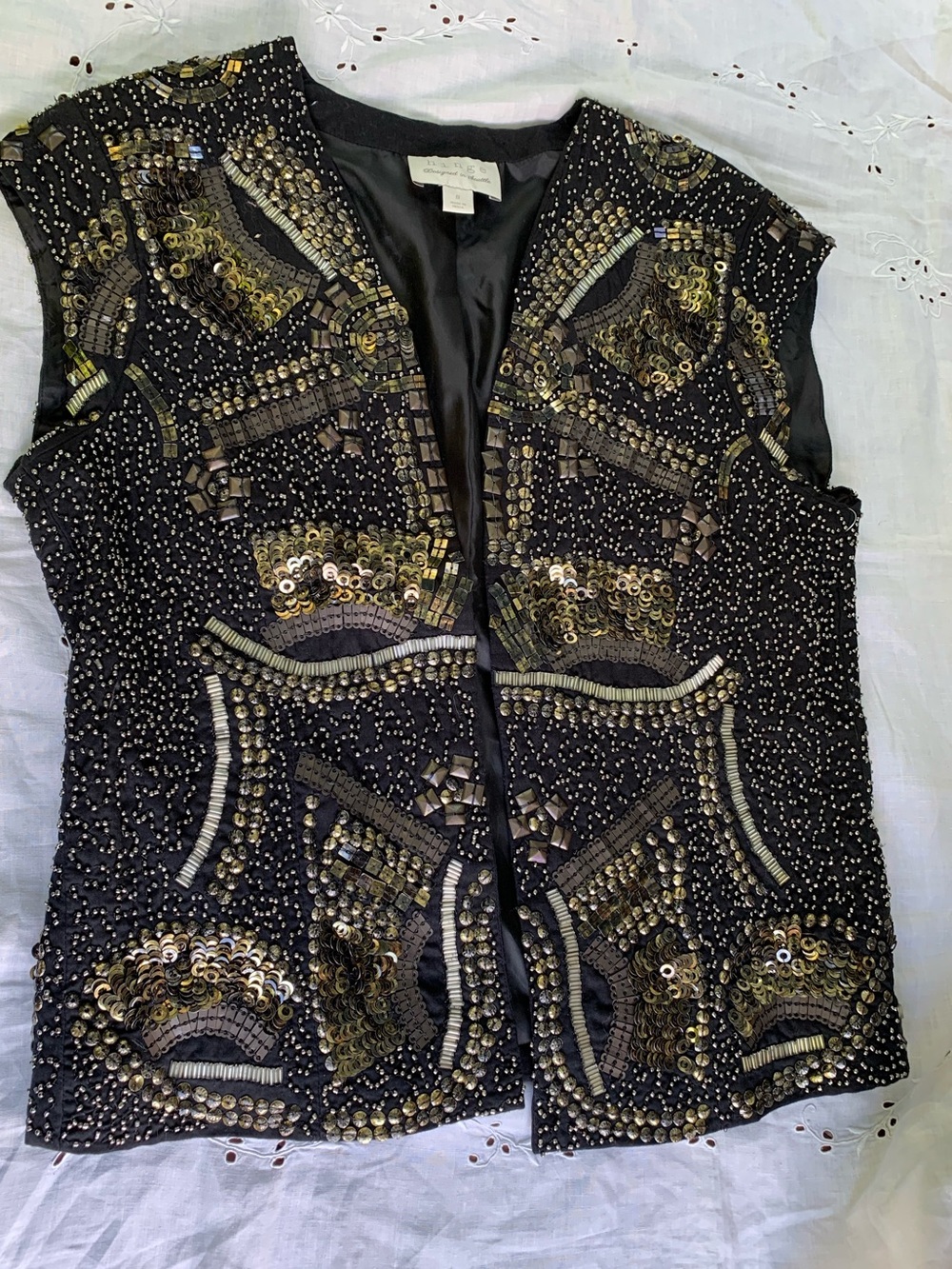 Black Beaded Hinge Vest NWT
